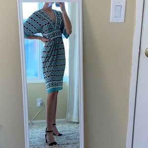 City Studio Teal and black tie-back dress